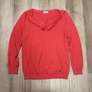 Calvin Klein Jeans Dark Pink Drapey Neck Cowl Pullover Sweater Size Large Knit‎